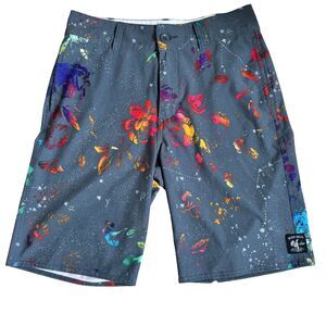 Vans Vanphibian hybrid board Shorts Men’s 28 Gray Floral Print Skate Surf y2k